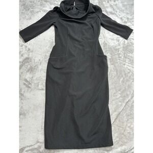 Laura Bettini Dress Women's Size Medium Black Cowl Neck 3/4 Sleeve‎ NWOT